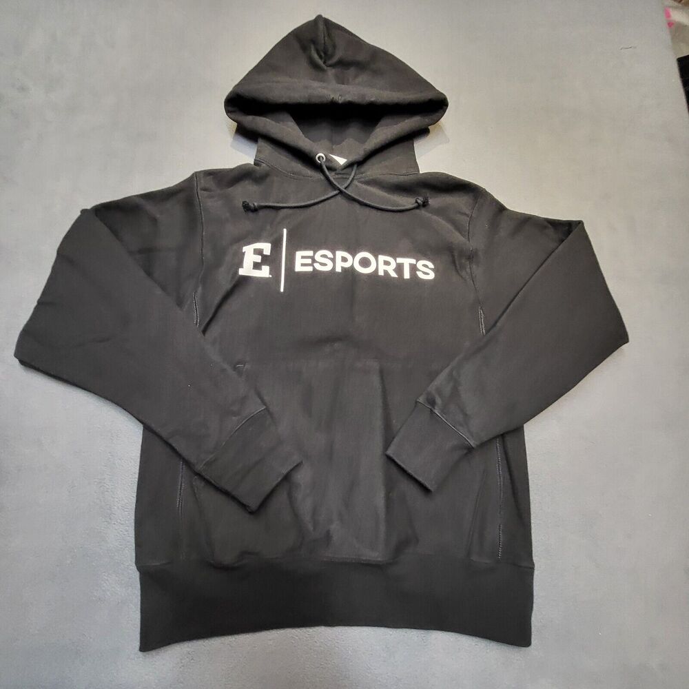 Champion Reverse‎ Weave E Sports Hoodie Mens S Black Pullover Sweatshirt